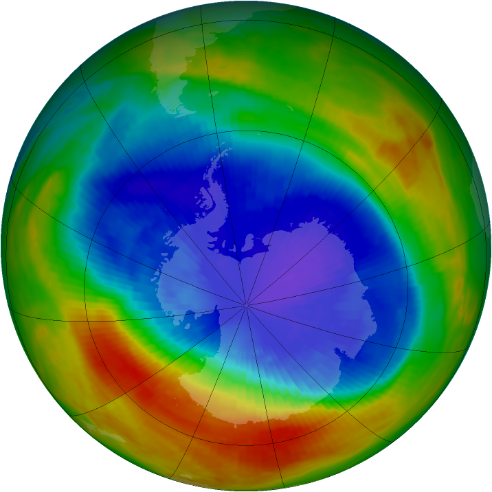 Antarctic ozone map for 17 September 1991